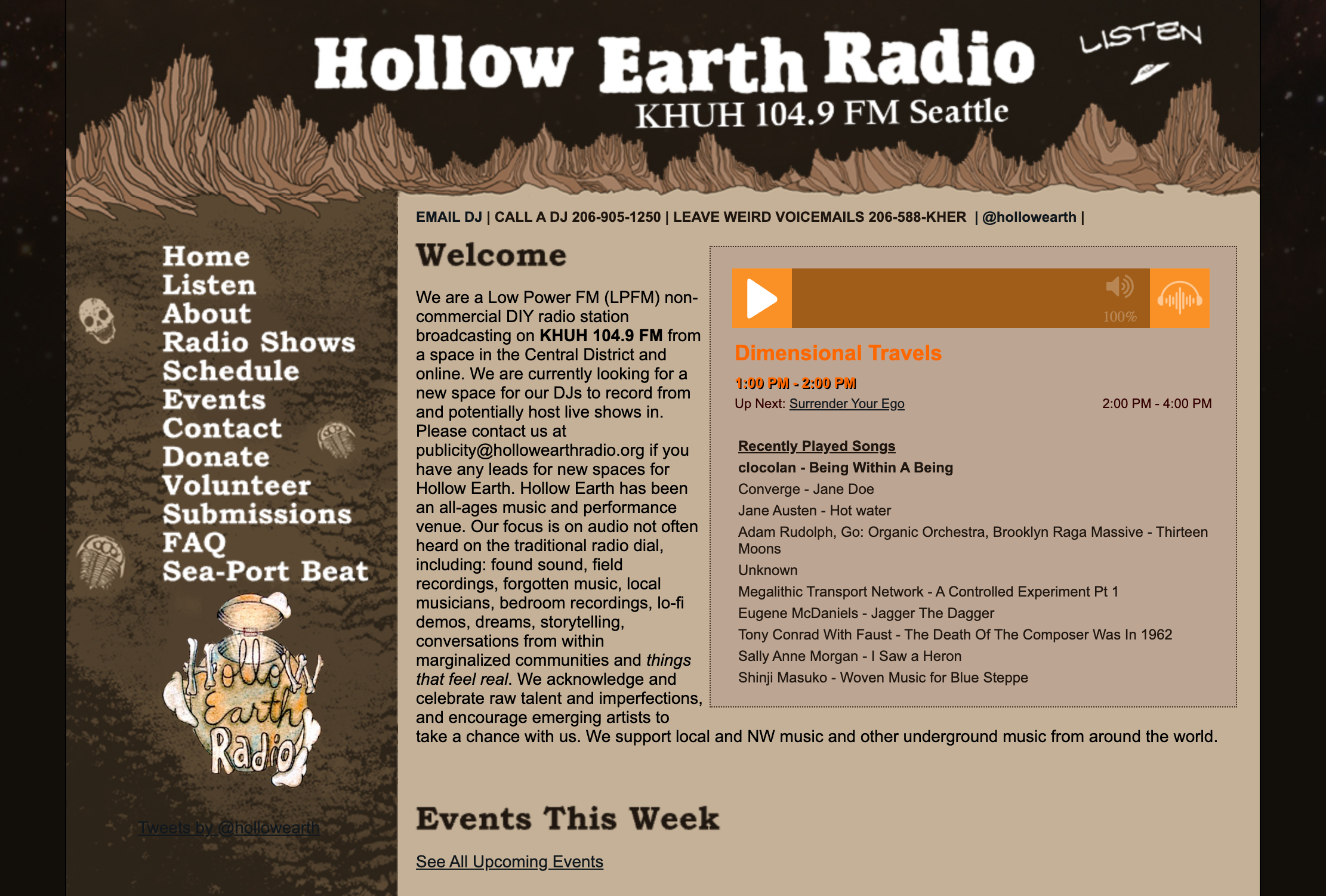 The original Hollow Earth Radio site, circa 2010 design