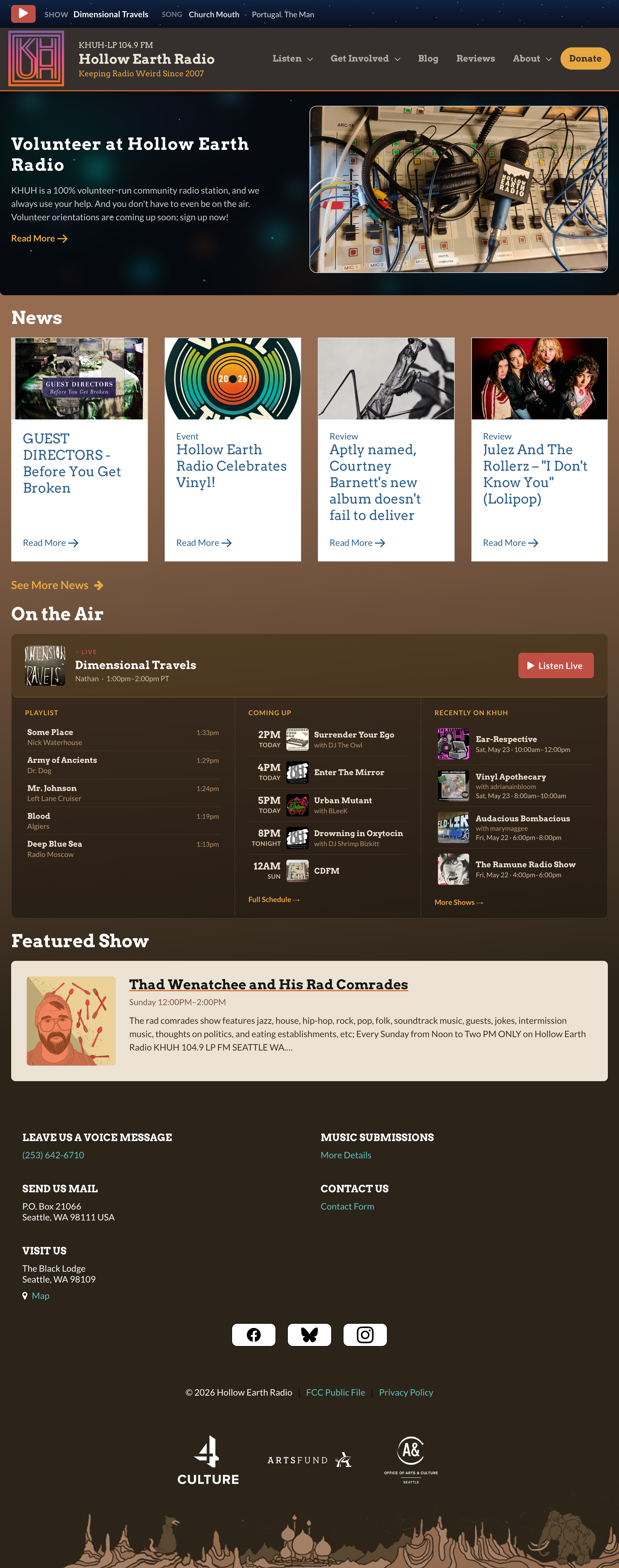 The full khuh.fm homepage